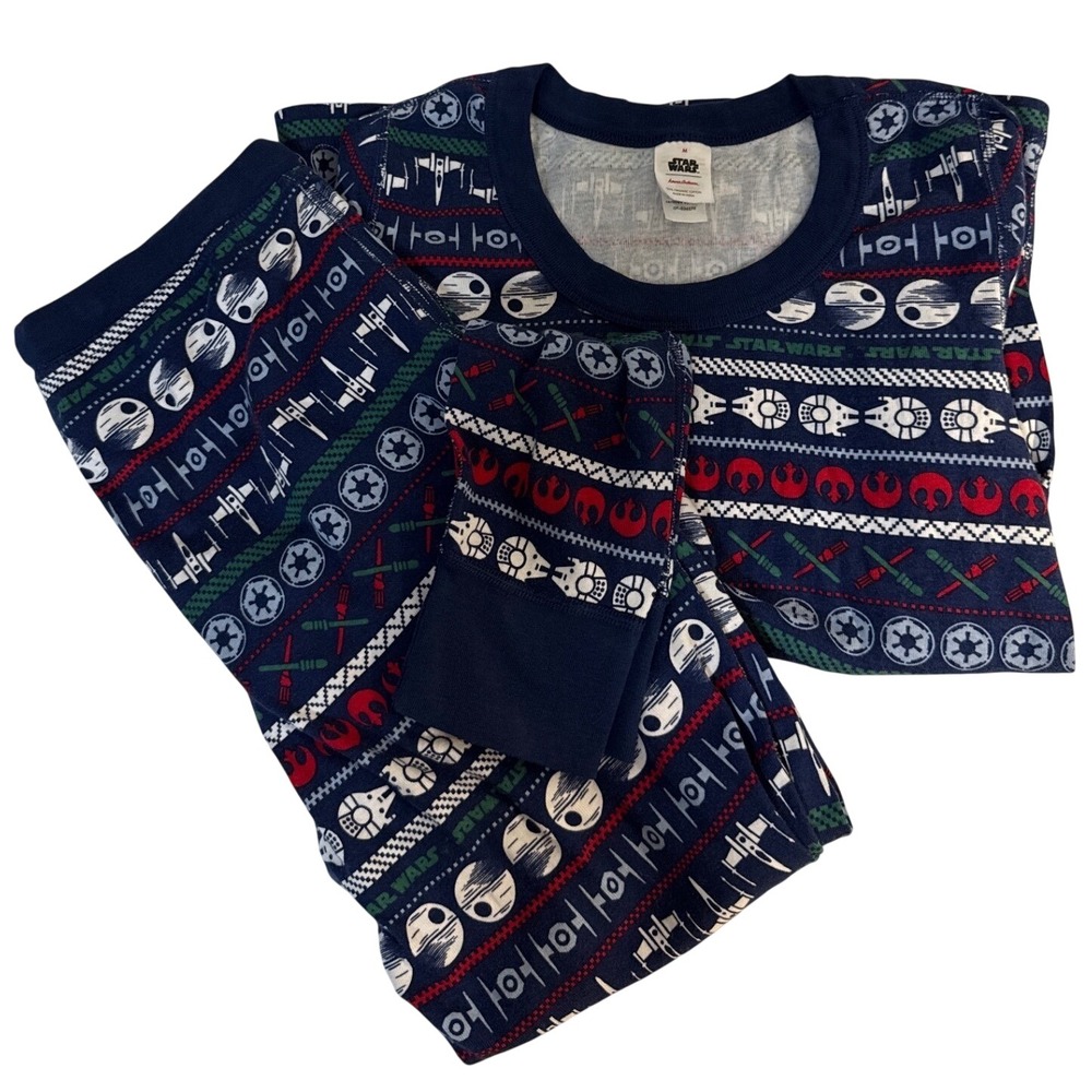 Hanna Andersson Star Wars Womens Holiday Fair Isle Long John 2 piece pajama set